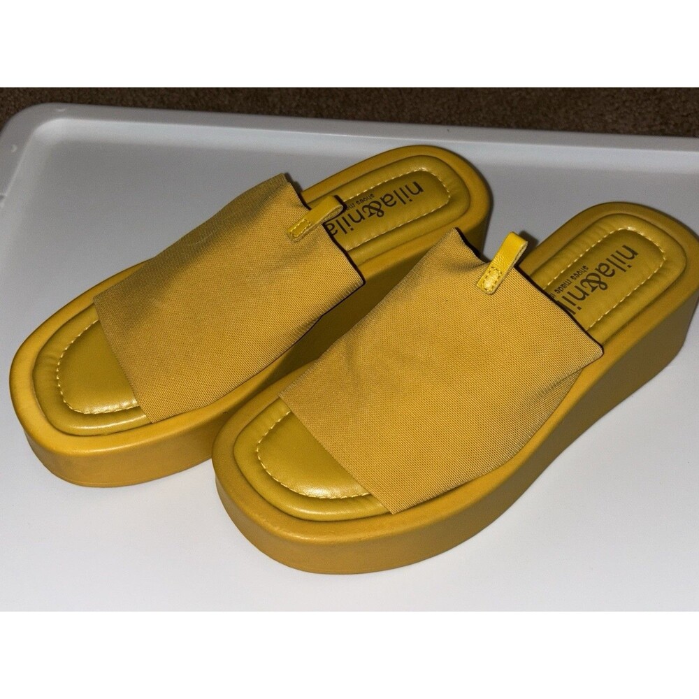 Nila & Nila Shoes Made In Italy Platform Sandals Slides Yellow Size 9-9.5